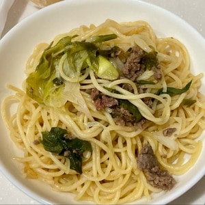 白ネギとひき肉の和風パスタ